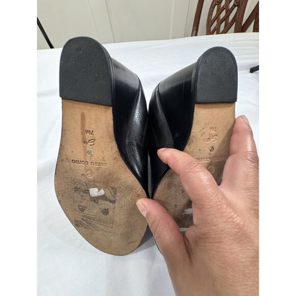 Corso Como Wedge Heel Booties Womens Size 7 Black Leather Ankle Boots - Picture 8 of 8